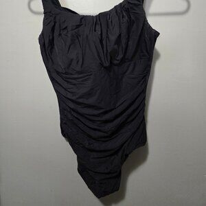 Lands' End Black One piece Swim Bathing Suit Womens size 10